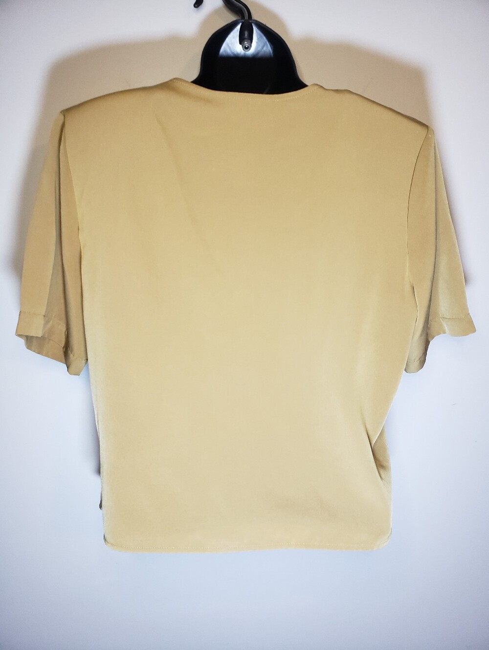 Sag Harbor Petite Blouse 12P Khaki Tan Button Up Short Sleeve Crop Vest Top - Picture 8 of 10